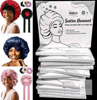 14 New Assorted Colours AWAYTR 2 Layered Satin Bonnet for Women Tie Band Hair Bonnet for Sleeping Silk Sleeping Caps, Some With Bonus Scrunchies