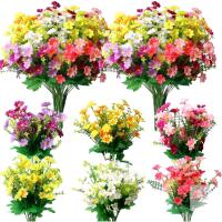 New 12 Bundles Outdoor Artificial Daisy Silk Flowers Fake Wildflowers UV Resistant Faux Flowers Plastic Plants Greenery Floral Arrangement (Mixed)