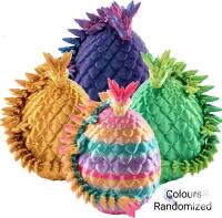 [Random Colours ] 4pc Mydethun 3D Printed Articulated Dragons in Eggs, Eggs 3" Tall