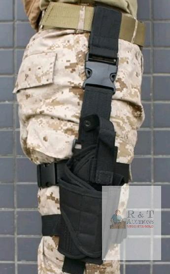 New - AGPTEK Drop Leg Holster Tactical Army Black Adjustable Military Airsoft Pistol/Gun Drop Leg Thigh Holster Right Handed with Magezine Pouch