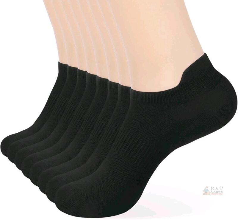 8 New Pairs Black Size MED (6-11) Unisex Corlap No-Show Ankle Socks (Black)