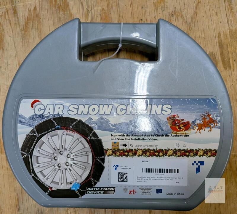 AIVEBY Car Snow Chains, Auto-Fixing, Set of 2, Fits 175-265mm Tires, Passenger Car & SUV, w/ Case