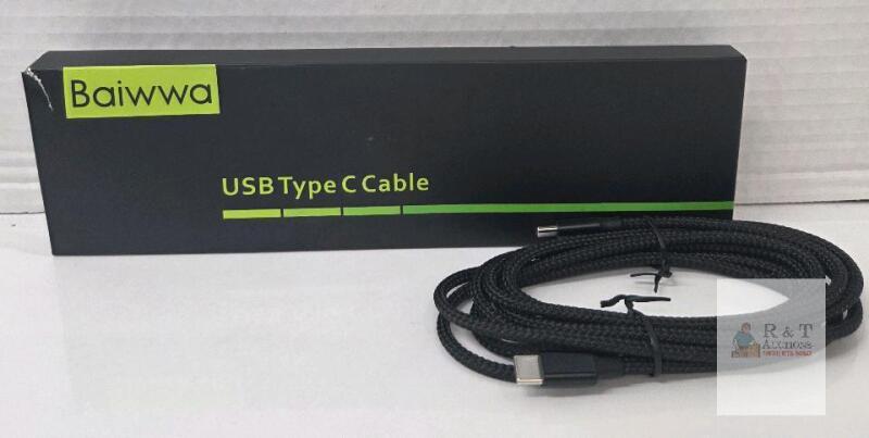 2 PACK Baiwwa USB Type-C to Type-C Cable 100W 6.6ft Nylon Braided, BW-CTC0202BK, Black