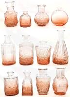 New 12pc Tangerine Gradient Retro Glass Mini Bud Vases Up To 5.75" Tall