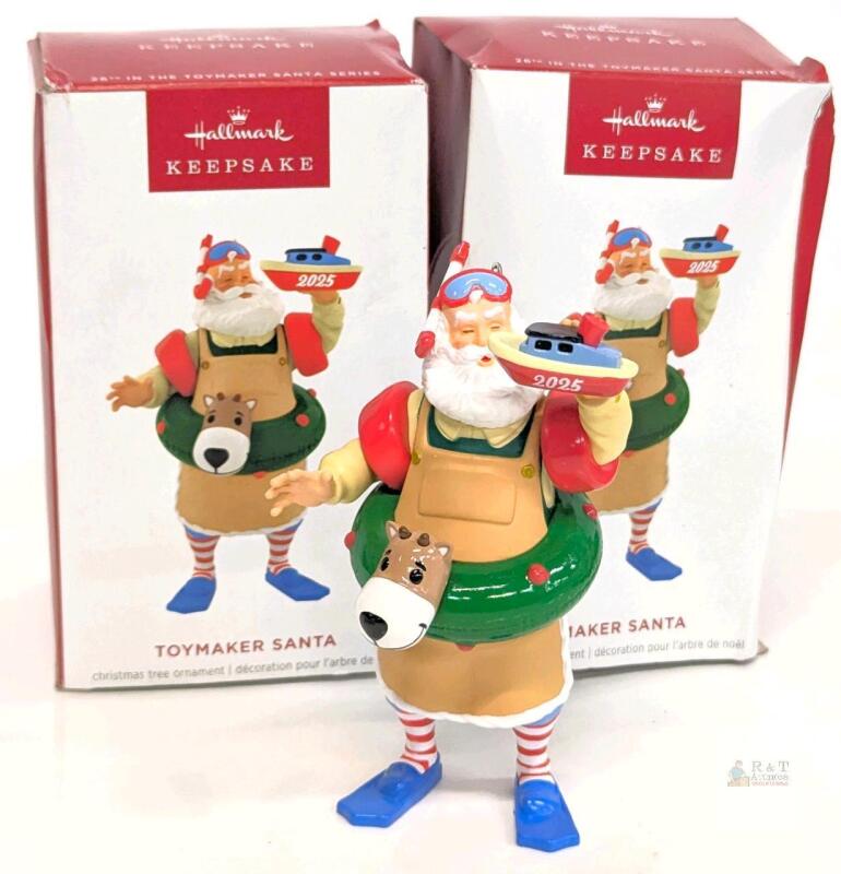 2 New HALLMARK Keepsake Christmas Ornament 2025, Toymaker Santa 4"