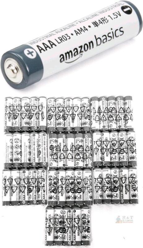 50pc New Amazon Basics AAA Industrial Alkaline Batteries, 5-Year Shelf Life