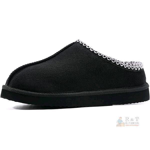 New Size 38-39 EU Unisex GETOEU Memory Foam House Slipper Hand-Woven Fuzzy Cozy Slippers Genuine Suede Indoor and Outdoor,Black