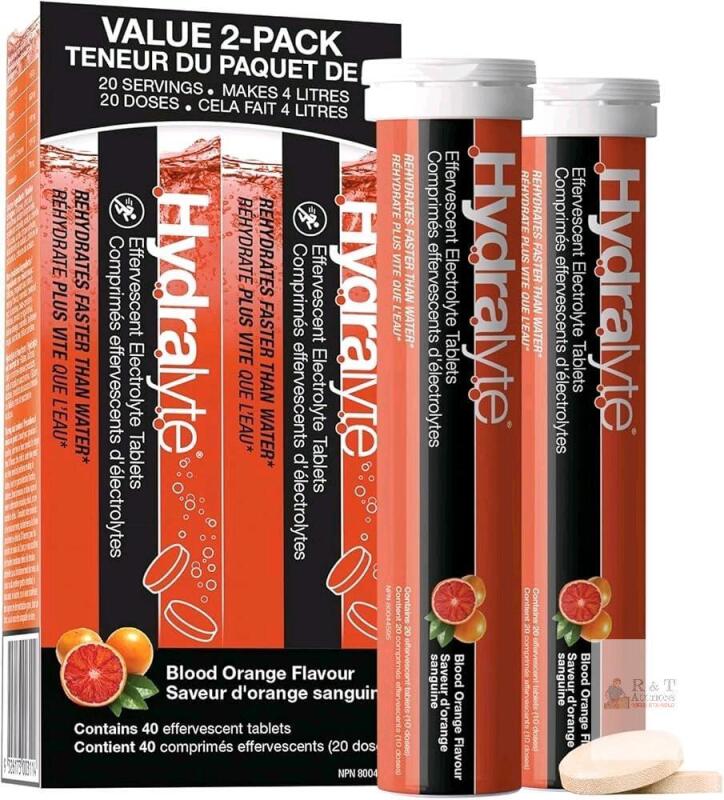 [exp 12-2027] 2 New Hydralyte Electrolyte Tablets | Blood Orange Flavored Electrolytes | Pre-Workout and Post-Workout Hydration Solution to Enhance Performance and Maximize Recovery | (2 Tablets per Serving, 2 Packs of 20, 40 Tabs Total)