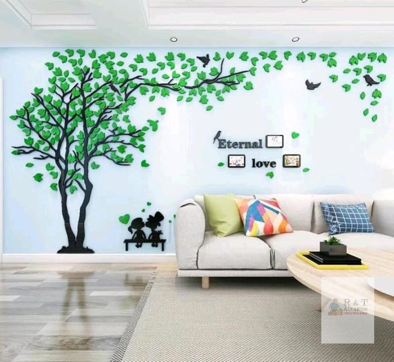 New 118" &times; 60" Green 3D Tree Wall Stickers - DIY Photo Frame Bird Tree Wall Decal Family Photo Frame Sticker Murals Wall D&eacute;cor for Living Room Bedroom TV Background Hall Home Decorations(L,Green Left)