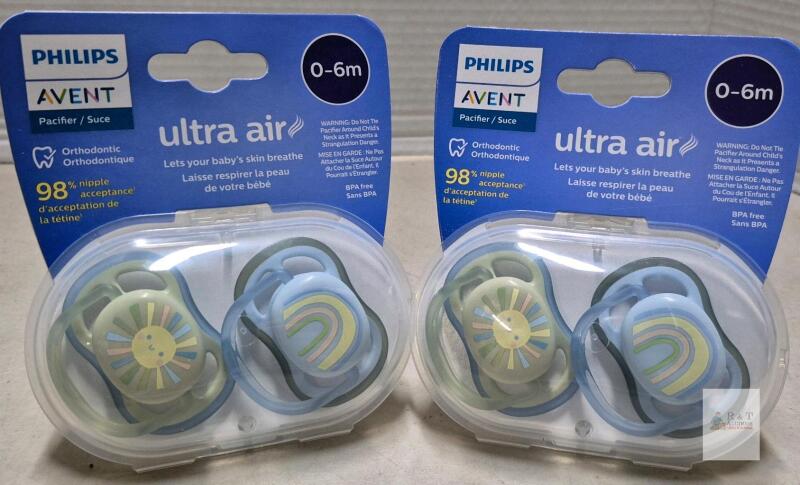 Philips Avent Ultra Air Pacifier SCF085/58, 0-6M, Silicone, 2-Pack, Orthodontic, BPA-Free, Sealed