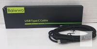 2 PACK Baiwwa USB Type-C to Type-C Cable 100W 6.6ft Nylon Braided, BW-CTC0202BK, Black