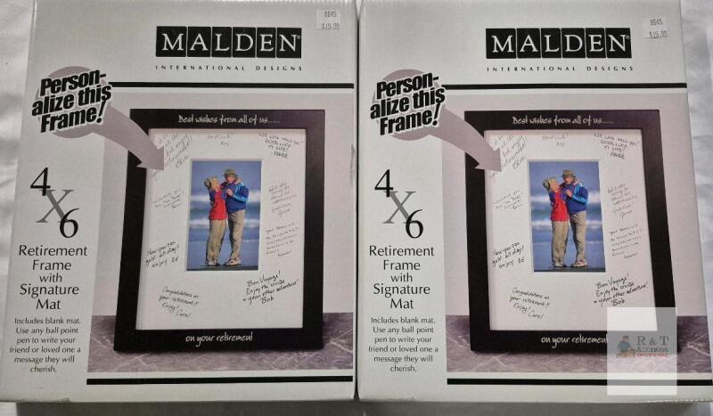 Malden Retirement Frame 4x6 with Signature Mat, Model 8645, Black, Personalizable, 2 Pack