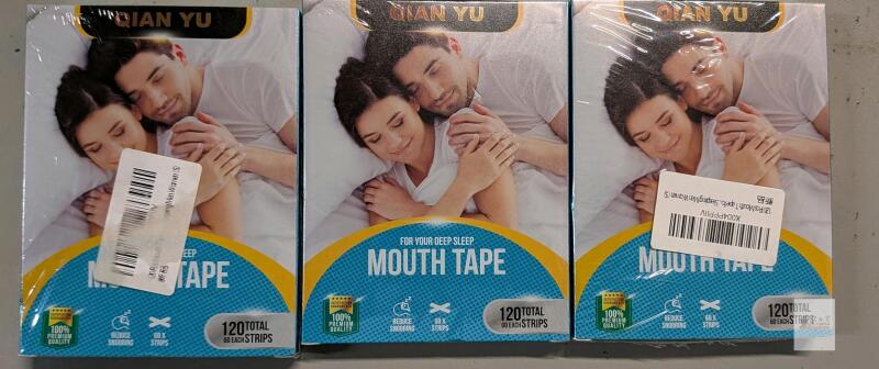 3 NEW QIAN YU Mouth Tape Strips for Sleeping, Prevents Snoring, 60-Pack, Hypoallergenic, Medical Grade