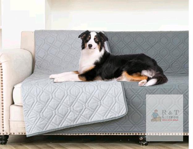 New Double-Sided Waterproof Dog Bed Cover Pet Blanket with Anti-Slip Back for Furniture Bed Couch Sofa Reversible (132x208cm, Grey)