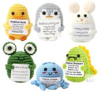 6-Piece Positive Affirmation Crochet Animals Set, Amigurumi Plush, BOFBR67HSX, Multicolor,