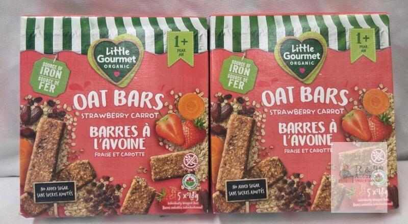2 New Little Gourmet Oat Bars Strawberry Carrot Flavor 5 in each Box (BB 2026 Sept 17)