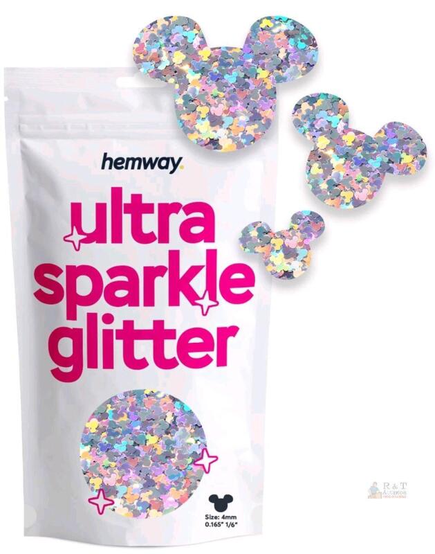 New Hemway Ultra Sparkle Glitter - 1/6 0.165 4mm - Micky Mouse Glitter Sequin Confetti Party Decoration Nail Body Face Arts Crafts - Silver Holographic - 50g Mouse - Silver Holographic