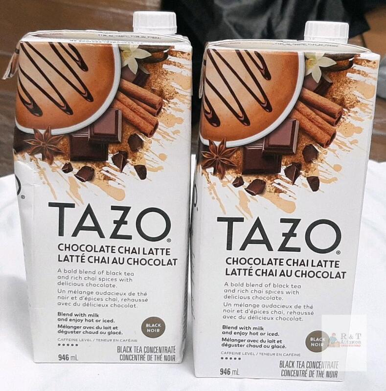 2 BB AUG 2026 Tazo Chocolate Chai Latte Black Tea Concentrate, 946 mL Carton, Sealed