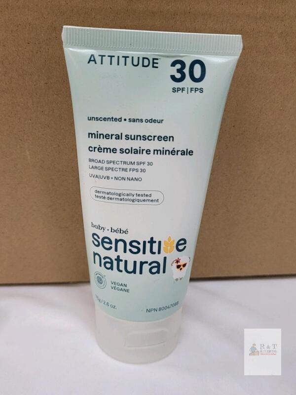 New - ATTITUDE 30 SPF Unscented Sunscreen , 2.6oz. . Exp. 2028 / 10