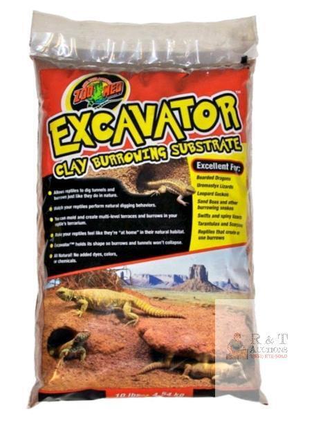 New - Zoo Med Excavator Clay Burrowing Substrate , 10lb Bag . Reptile Digging Clay