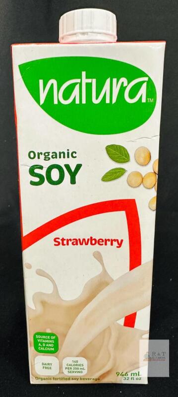 Natura Organic Soy Strawberry 946 mL | Dairy-Free, Vegan, GMO-Free, Best Before 2026 JUN 09