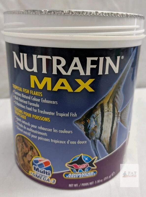 Nutrafin Max Tropical Fish Flakes, 215g, Expiry 04/2028, Sealed Canister