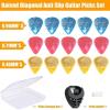 30 New Guitar Picks, 0.46 0.71 0.96 mm Includes Thin Medium Heavy Thickness, Three Colors Non-slip Celluloid Plectrums for Bass Electric Acoustic Guitars Ukulele (15pcs Twill Picks per Case, 2 Cases) - 2