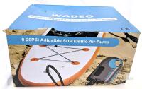 New WADEO 20 PSI High Pressure Rechargeable SUP Air Pump, LCD PSI Display, 5 Nozzle Tips, Powers Via Car Outlet or USB-C, Electric Pump for Paddle Board, Inflatables, Boat, Tent, Bed, Beach - Model OD0799