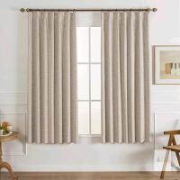 New Gleantdeco 100" Long Natural Linen Pinch Pleated 100% Blackout Curtains & Drapes, Farmhouse/Living Room/Bedroom Curtains 2 Panels Set, Thermal Insulated Window Room Darkening Curtain