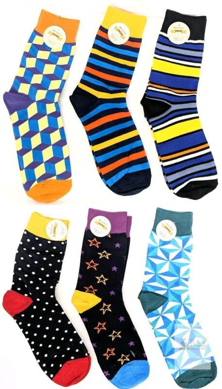 6 New Pairs Size MED Unisex Funny Socks Fun Dress Cozy Crazy Cute Novelty Fashion Gift Breathable Cotton Boot Socks
