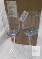 Bezrat Blue Mosaic Wine Glasses Set of 2, 16 oz, Model BTWN504B, Original Box