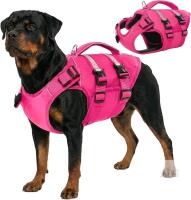 New Large-Size Dog Kuoser Dog Life Jacket, High Flotation Life Vest for Swimming Boating, Adjustable Ripstop Dog Lifesaver, Reflective Safety Pet Life Preserver with Rescue Handle