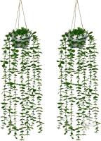 New 2-Pack Dremisland Artificial Eucalyptus Hanging Plants with Pots