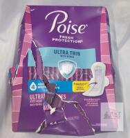 Poise Fresh Protection Ultra Thin Pads Moderate 54ct With Wings, 9.45in, Unscented damaged box