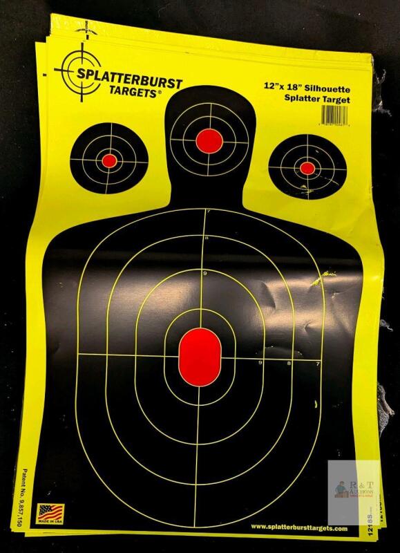 20 New (Some Damagesld Sheets) - 12"x18" Silhouette Splatterburst Target - Instantly See Your Shots Burst Bright Florescent Yellow Upon Impact!