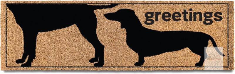 Funny Greetings Dog Door Mat 50x15 Inch, Large Funny Dog-Lover Mat, Oversized Welcome Mat for Covered Outdoor Area, Long Front Doormat Entrance