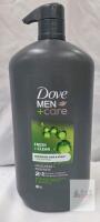 Dove Men+Care Fresh + Clean 2-in-1 Shampoo & Conditioner, Menthol, 32.12 fl oz Pump, UPC 079400678911