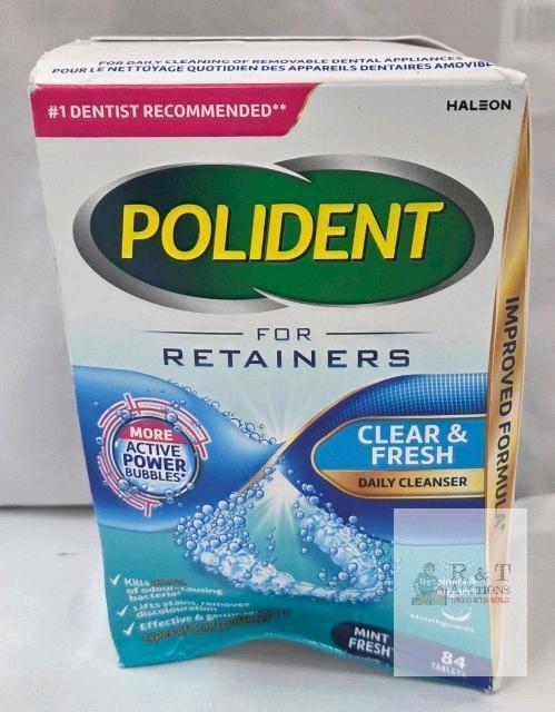 Polident For Retainers Clear & Fresh Daily Cleanser &ndash; Mint Fresh, 84 Tablets, Lot H67X, Exp. 2026/08/31