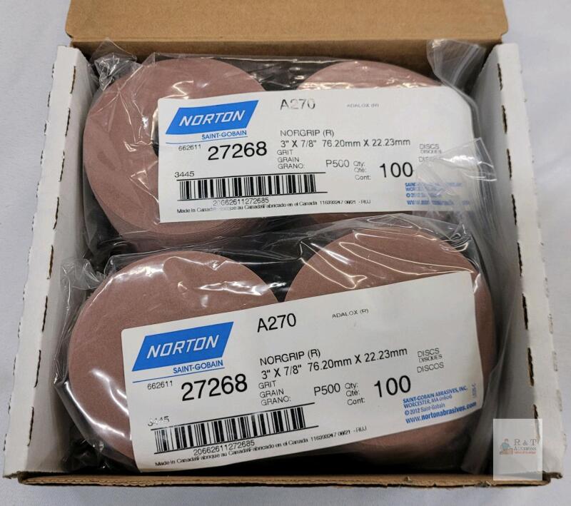 New - Norton A270 Grit:P500 Sanding Discs , 3"&times;⅞" . 200 Discs