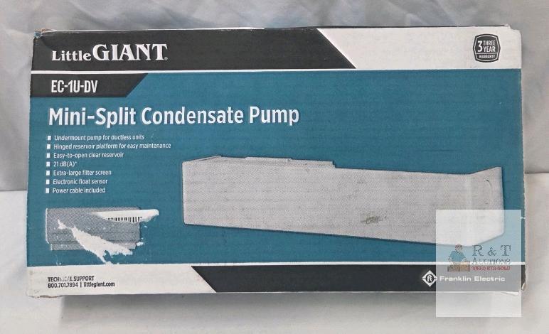 Little Giant EC-1U-DV Mini-Split Condensate Pump, 3.7 GPH Flow, 33' Max Head, 21 dB, 115/230V