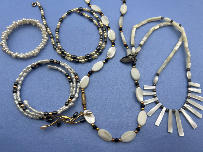 Vintage Pearl Necklaces Brooch Bracelets