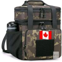 New Double Deck Extra Large Tactical Lunch Bag for Adults, Leakproof Insulated Lunch Bag with Shoulder Strap, Lunch Cooler Box for Men Work Outdoor Picnic Trips, Black Camo