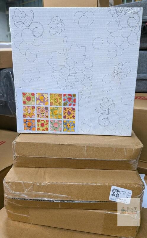 4 new boxes 12 Fruit Pre-Printed Canvas Sheets, 20x20cm, Model 1302466.01, Art Craft Kit,