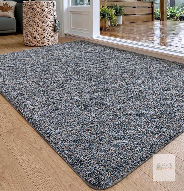 New DEXI Indoor Door Mat Front Entrance, 32x48 Non Slip Dirt Trapper Soft Entry Rug, Absorbent Washable Doormat for Inside Entryway Floor Carpet, Grey-Blue