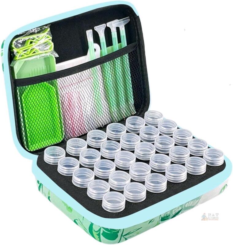 New Green Butterfly Diamond Painting Storage Containers, 30 Slots Diamond Art Accessories and Tools Kits Storage Box for Jewelry Beads