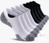 8-Pack CWVLC No Show Sports Compression Socks for Men/Women w/Cushion , Black / White - XL (12-14)