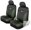 New - 4pc. CAT Flexfit Green Black Seat Covers for Cars, Trucks, & SUV - (2) Front Car Seat Covers & Head Cover Protectors - green/black