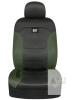 New - 4pc. CAT Flexfit Green Black Seat Covers for Cars, Trucks, & SUV - (2) Front Car Seat Covers & Head Cover Protectors - green/black - 3