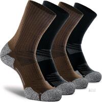 New Size XL Unisex 4-Pack - Black/Brown - CWVLC Crew Hiking Socks, Cushion, Moisture Wicking, Arch Compression Boot Socks