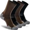 New Size XL Unisex 4-Pack - Black/Brown - CWVLC Crew Hiking Socks, Cushion, Moisture Wicking, Arch Compression Boot Socks